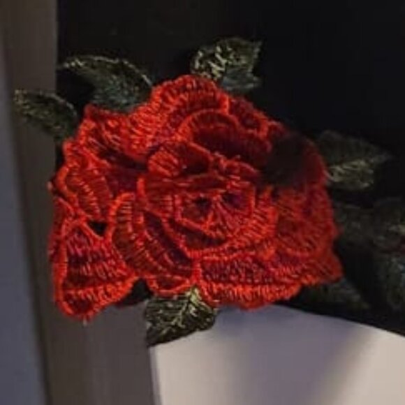 Ladies Pants with red floral embroidered 5XL or Plus 16 US - Picture 8 of 8